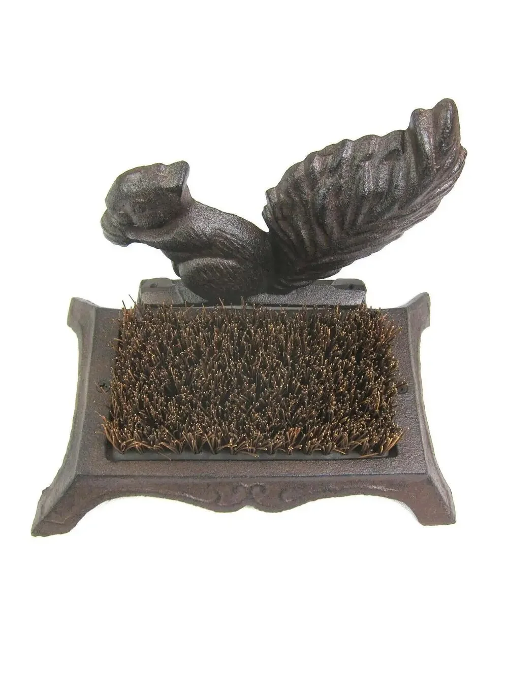Cast Iron Boot Scraper Brush Brown Squirrel & Nut Design NEW